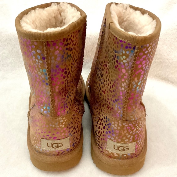 UGG Classic Spots Metallic Shimmery fur lined Snow Winter Boot Women’s Sz 6 - Picture 8 of 16